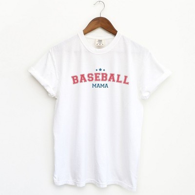 Simply Sage Market Women's Varsity Baseball Mama Stars Short Sleeve Garment Dyed Tee