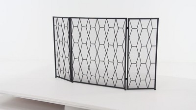Contemporary Metal Geometric Fireplace Screen Black - Olivia & May : Target