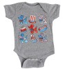 The Juniper Shop Patriotic Balloon Animal Chart Baby Short Sleeve Bodysuit - NB - Heather Grey - 2 of 4