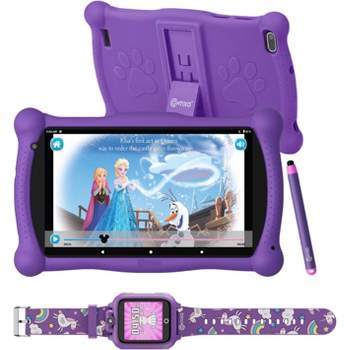 Contixo 7" Kids 16GB, 2GB RAM Tablet (2023 Model) 50 Disney E-Books with Kids Smart Watch