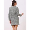 Allegra K Women's Plaid Tweed Outfits Open Front Short Blazer Jacket and Skirt Sets - 3 of 4