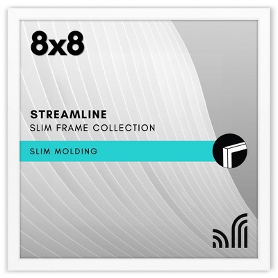 Americanflat 8x8 Picture Frame with Shatter-Resistant Glass, Streamline Collection, Thin Border Photo Frame for Wall and Tabletop Display, White