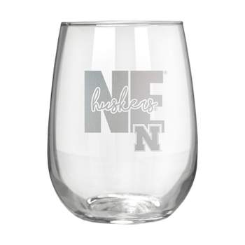NCAA Nebraska Cornhuskers The Vino Stemless 17oz Wine Glass - Clear