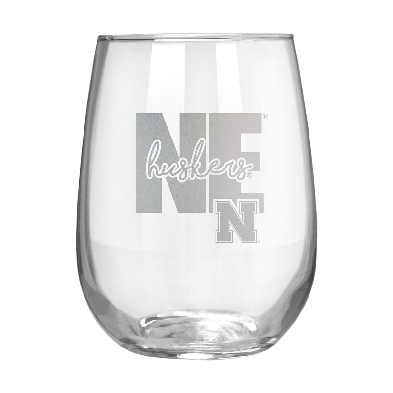 NCAA Nebraska Cornhuskers The Vino Stemless 17oz Wine Glass - Clear, 1 of 2