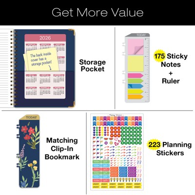 Global Printed Products Hardcover AY 2025-2026 Fashion Planner - 8.5"x11" (Navy Gold Numbers)