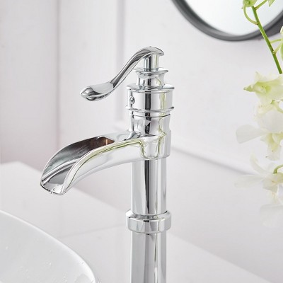 Polished Chrome Single-Handle Waterfall Vessel Bathroom Faucet