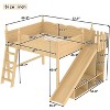 GDFStudio Rune Wooden Loft Bed with Storage Shelves, Detachable Slide and Ladders - 3 of 4