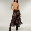 Anna-Kaci Women's Bohemian Lace Print Asymmetrical Ruffle Hem Maxi Skirt with Sheer Overlay - 2 of 4