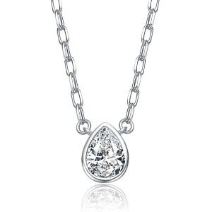 Pear-Shaped Stud Necklace with Clear Cubic Zirconia – A Classic and Elegant Design Featuring Sparkling Pear-Cut Stones for a Timeless Look - 1 of 3