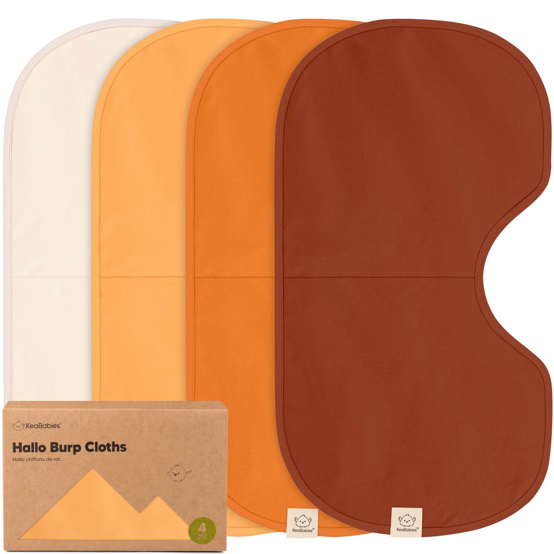 KeaBabies 4pk Hallo Baby Burp Cloths, Organic Cotton Burp Cloth for Girls, Boys, Soft & Absorbent Burping Cloths (Sahara)