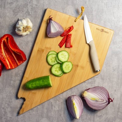 Nevada State Shaped Bamboo Cutting Board with Colorful Artwork