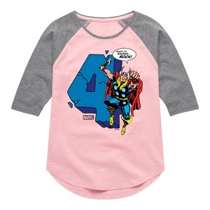 Girls' - Marvel - Thor Birthday Four Shirt Tail Raglan Graphic T-shirt - 1 of 3