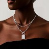 Layered Cross Pendant Necklace for Women, Non-Tarnish Gold or Silver Paperclip Link Chain - 2 of 4