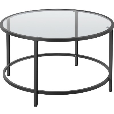 Yaheetech 27.6in Modern Glass-Top Coffee Table for Living Room