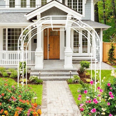 Metal Garden Archway Trellis, Climbing Plant Support for Vines, Roses, Freely Assembled Outdoor Arbor – Cuddlewood