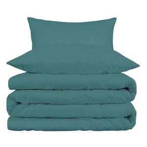 Premium Cotton 1000 Thread Count Solid 3 Piece Duvet Cover Set with Pillow Shams by Blue Nile Mills - 1 of 4