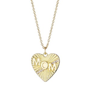 Adornia 14k Gold Plated CZ Fluted Heart MOM Necklace - 1 of 4