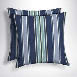 2pk Square Aurora Stripe Outdoor Throw Pillows Sapphire - Arden Selections