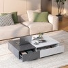 Modern Rectangular Coffee Table, Wooden End Table With 2 Storage Drawers, Accent Sofa Table Cocktail Table For Living Room Bedroom Apartment - 2 of 4