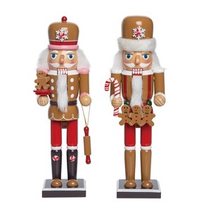 Transpac Christmas Wooden 12 Inch Gingerbread Nutcracker Set of 2 Colorful Holiday Tabletop Decorations for Home - 1 of 1