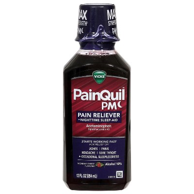 Vicks PainQuil Midnight Cherry Flavored Pain Reliever + Nighttime Sleep Aid 12 fl oz