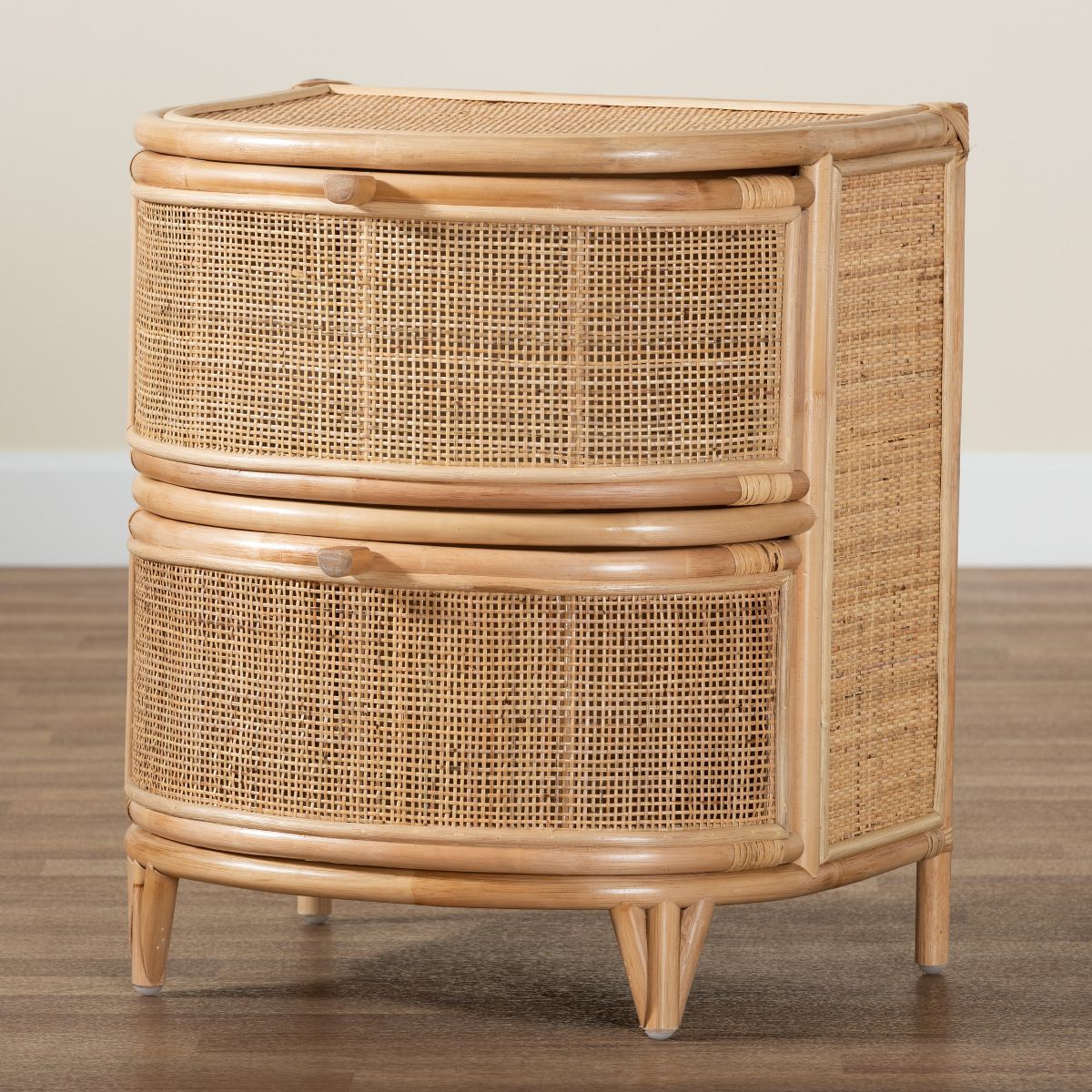 bali & pari Oleta Modern Bohemian Natural Brown Rattan 2-Drawer Nightstand - thumbnail 9
