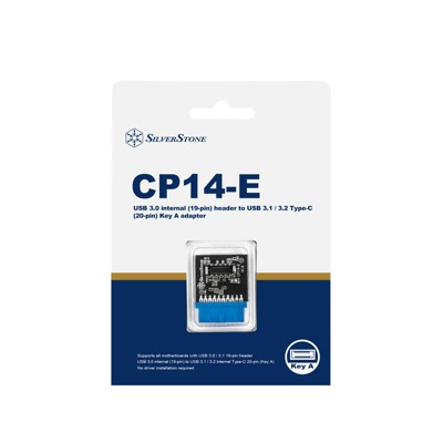 SilverStone Technology  USB3.0 Internal 19pin male to USB-C internal 20pin key-A female adapter.