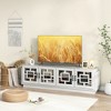 Tangkula 4-Door Glass Entertainment Center Farmhouse TV Stand for TVs up to 75" Oak White - 4 of 4