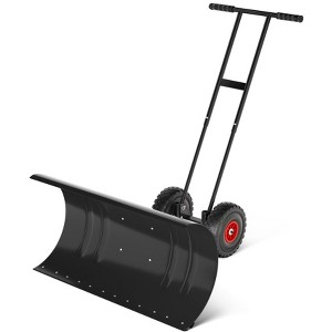 Heavy-Duty Snow Shovel with Wheels, 5-Position Adjustable Blade & Handle, 29/36 Inch Galvanized Steel Snow Pusher for Driveway and Yard - 1 of 4