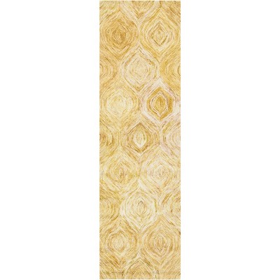 Gold Ikat Hand-Tufted Wool Runner Rug 2'3" x 8'
