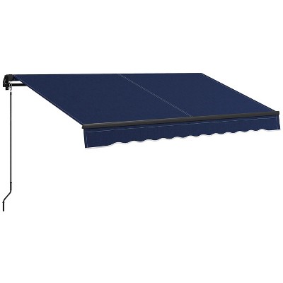 10' x 8' Retractable Awning, Patio Awning Sunshade Shelter with Manual Crank Handle, 280gsm UV Resistant Fabric and Aluminum Frame