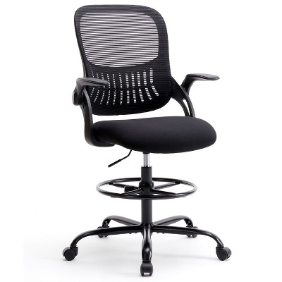 Tall Home Office Chair for Standing Desk with Adjustable Foot Ring, Ergonomic Mid Back Cushion Lumbar Support, Counter Height Chairs-The Pop Home