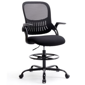 Tall Home Office Chair for Standing Desk with Adjustable Foot Ring, Ergonomic Mid Back Cushion Lumbar Support, Counter Height Chairs-The Pop Home - 1 of 4