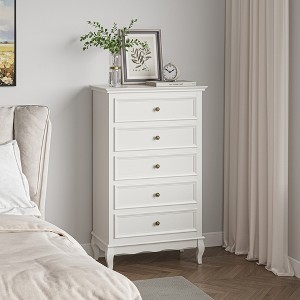 KIGFTSOD 5 Drawer Dresser for Bedroom, Modern Storage Closet Cabinet Organizer with Solid Wood Legs and Painted,White - 1 of 4