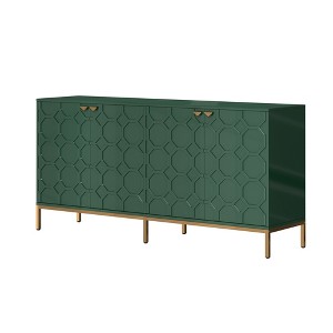 CLIHOME 4 Door Locker Accent Cabinet, 64'' Utility Storage Cabinets Credenzas Console Table With Gold Metal Legs - 1 of 4