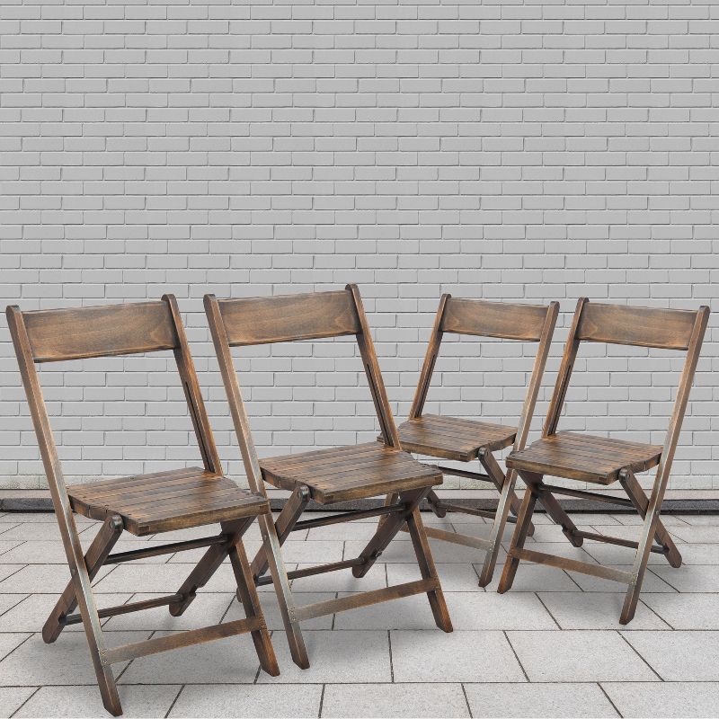 Flash Furniture Slatted Wood Folding Special Event Chair - Antique Black, Set of 4, 3 of 13