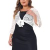 Agnes Orinda Women's Plus Size Tie Front Lace Hollow Out Lightweight Crop Shrugs - 2 of 4
