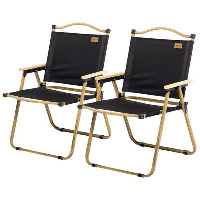 Maggift Patio Accent Chairs 2-Pack, Portable Folding Lounge Chair for Lawn, Garden, Patio, Poolside, Brown, 21.25" * 23.25" * 30.75"
