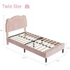 Twin Size Luxury Velvet Princess Platform Bed Frame - Smart Headboard, Built-in Storage Drawer, Wooden Slats Support,Cozy Bed for Bedroom - 3 of 4