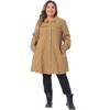 Agnes Orinda Women's Plus Size Stand Collar Buttons Long Sleeve Raw Hem Long Denim Jackets - 3 of 4
