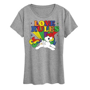 Women's My Little Pony Love Rules Short Sleeve Graphic T-Shirt - Heather Grey - Large - 1 of 4