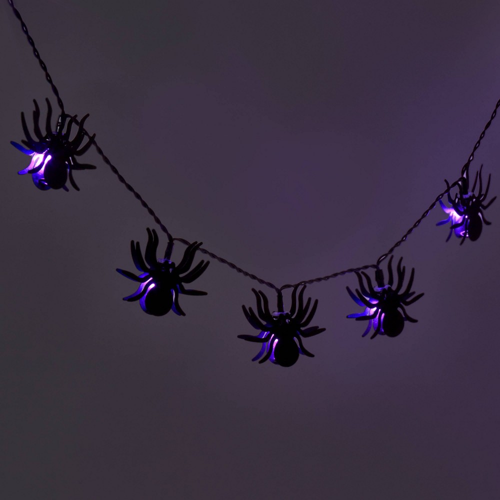 Photos - Floodlight / Street Light 10ct LED Metal Spider Halloween String Lights Purple - Hyde & EEK! Boutiqu