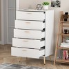 Famapy Vertical Dresser Storage Cabinet White 5 Drawer Large Storage Space Tall Cabinet Legs - image 3 of 4