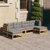 vidaXL 6 Piece Patio Lounge Set with Cushions Solid Wood Pine - Natural With Cushions - 2 of 4