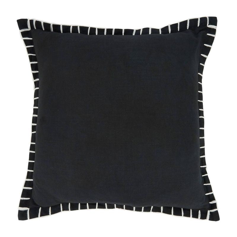 20&#34;x20&#34; Oversize Minimalist Chic Chunky Whip Stitch Down Filled Square Throw Pillow Black - Saro Lifestyle, 1 of 5