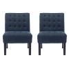 Christopher Knight Home Set of 2 Lewis Tufted Slipper Chairs Navy Blue/Matte Black - 2 of 4