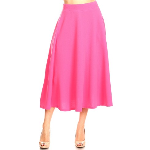 Women's Flared Midi Skirt With Pockets Pink Large - White Mark : Target