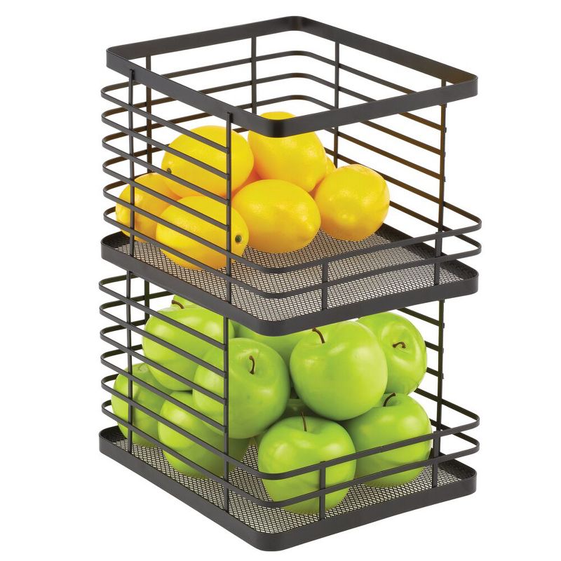 mDesign Stackable Food Organizer Storage Basket, Open Front, 1 of 8
