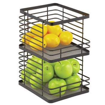 mDesign Stackable Food Organizer Storage Basket, Open Front