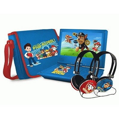 Ematic Nickelodeons Paw Patrol Theme Portable DVD Player with 9-Inch Swivel Screen, Travel Bag and 2 Sets of Headphones, Blue